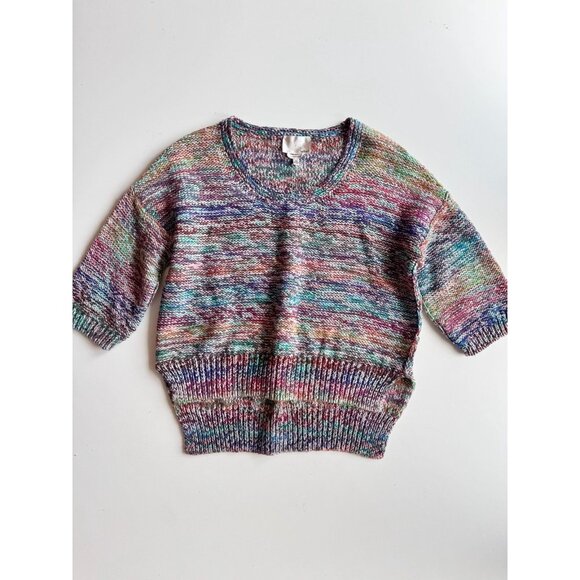 Aritzia WILFRED LE FOU Masako Rainbow Marled Wool Paper Knit Sweater, Size XS - Picture 5 of 14